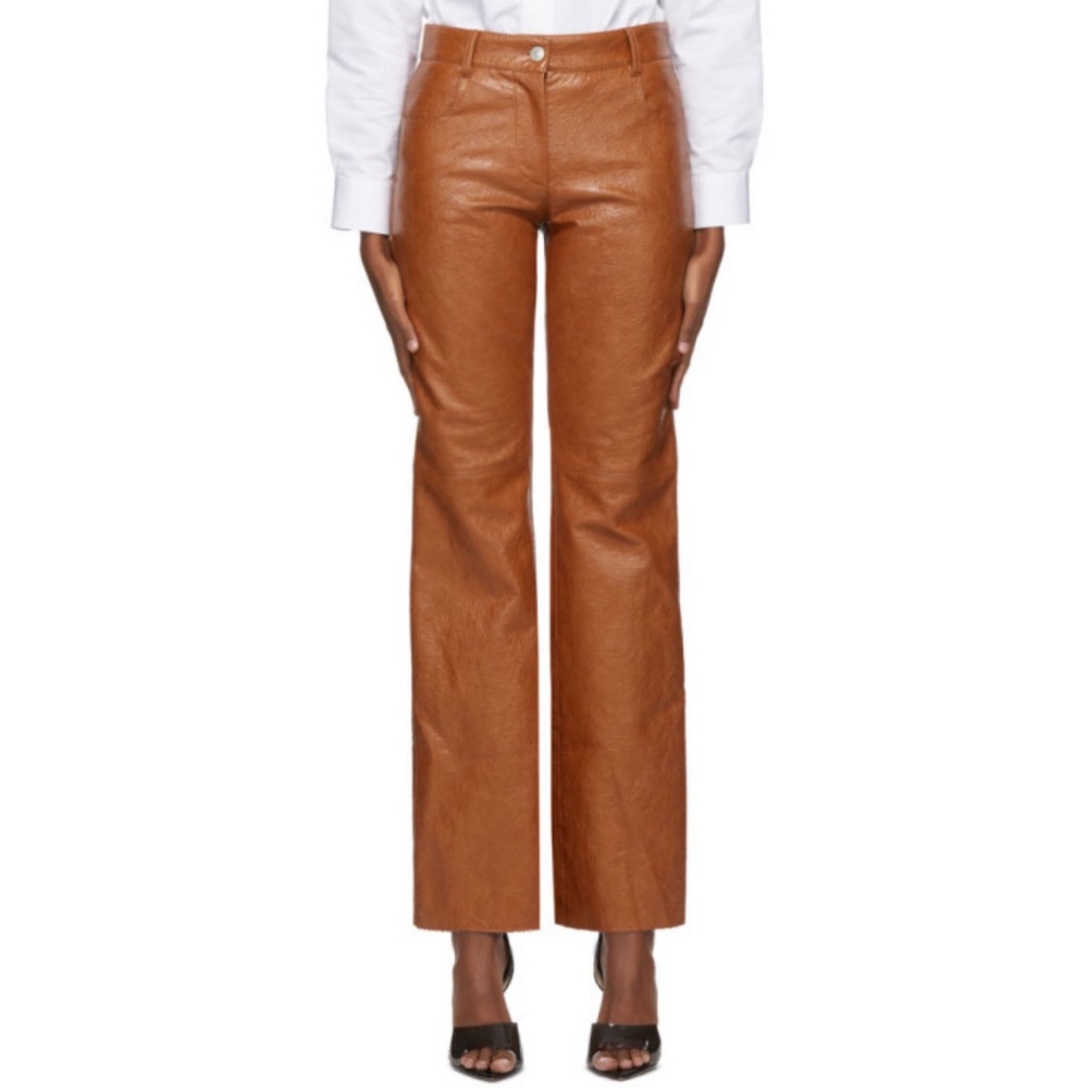 MSGM Faux-leather Straight-leg Trousers Size 8